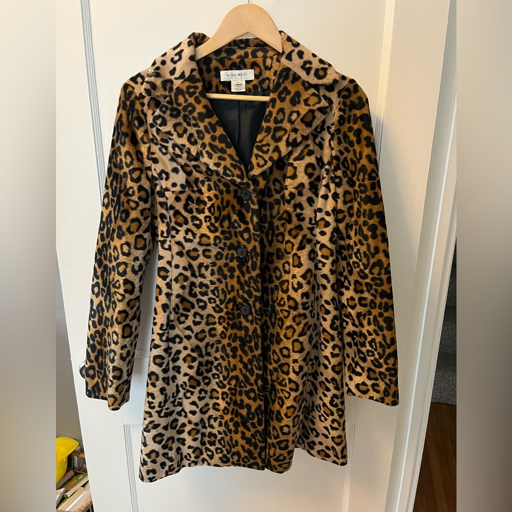 Nine West leopard print faux fur jacket
